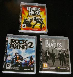 PS3 Guitar Hero World Tour, Rock Band 2, The Beatles Rock Band
